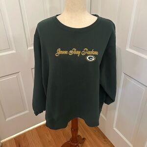 VTG 90s Green Bay Packers Sweatshirt Script Embroidery Logo Women XXL Green‎
